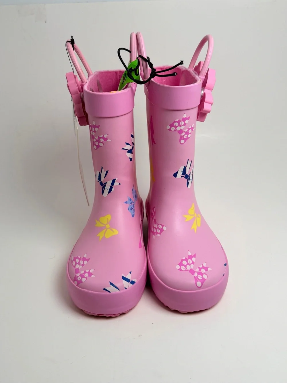 Girls' Pink Butterfly Rain Boots with Bow Handles